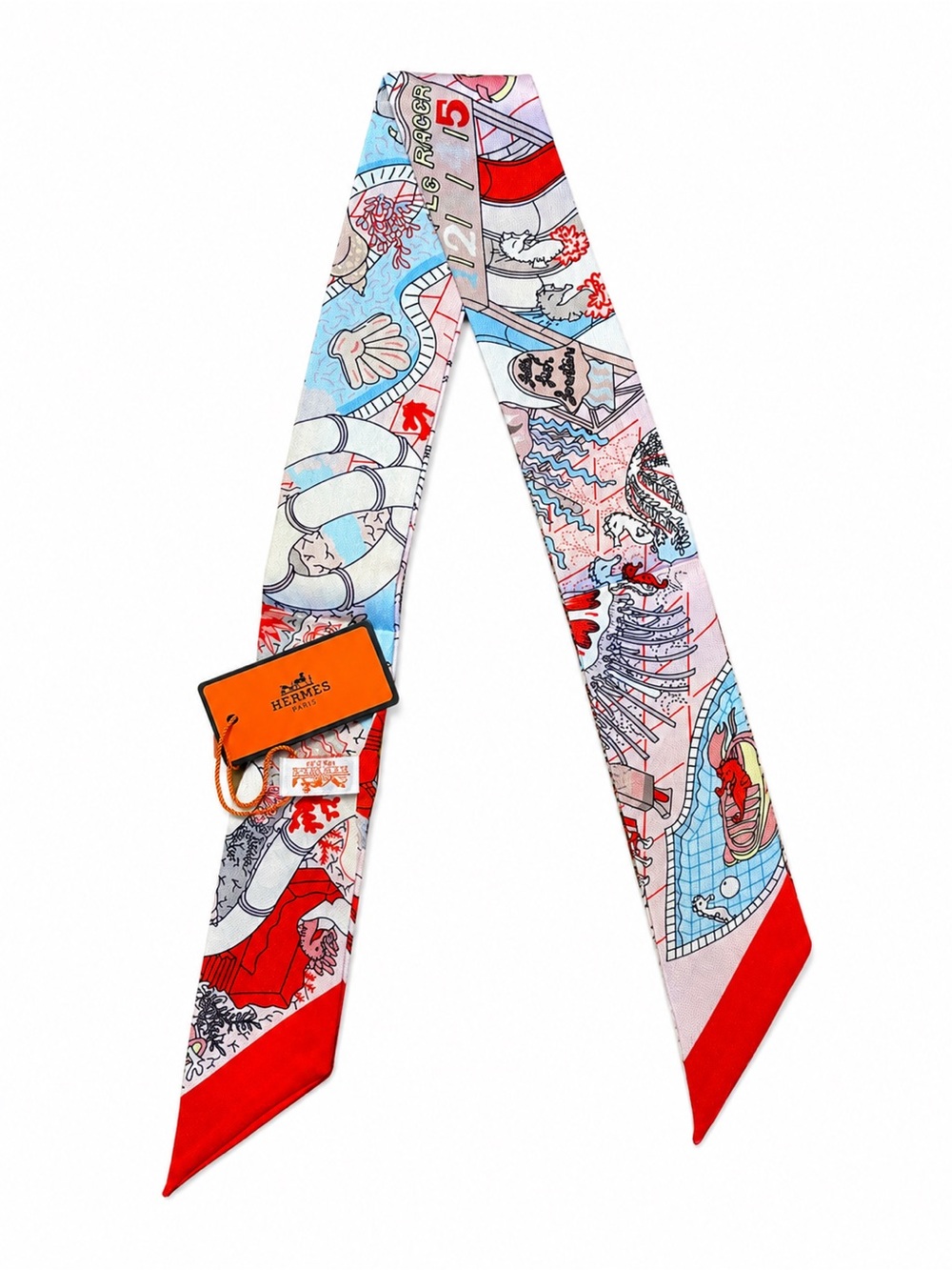 Twilly SPLASH PARK Scarf Silk Women's RED Multicolor